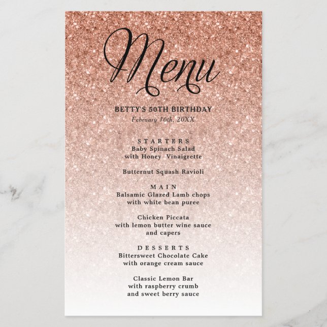 Rose Gold Glitzer Party Flyer (Vorne)