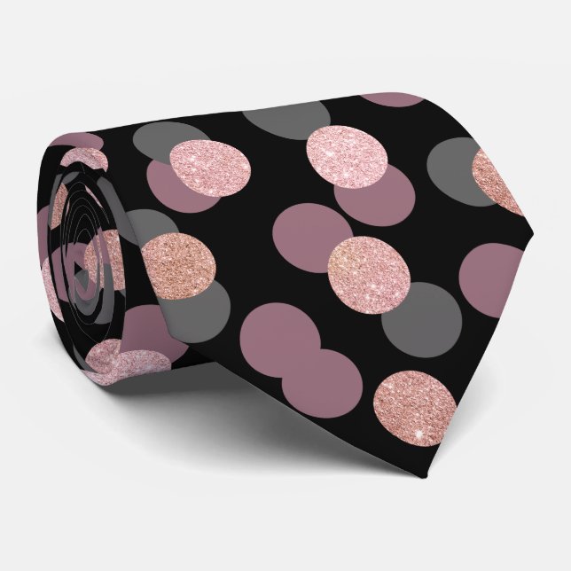 Rose Gold Glitzer Pastellrosa Konfetti Krawatte (Gerollt)