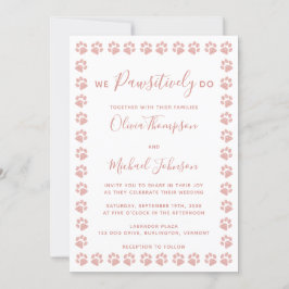 Rose Gold Glitzer Paw Prints Einladung Hochzeit