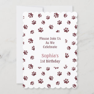 Rose Gold Glitzer Paw Prints Pet Birthday Einladun Einladung