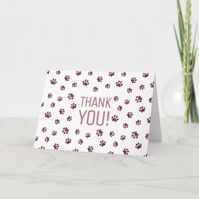 Rose Gold Glitzer Paw Prints | Vielen Dank Karte (Vorderseite)