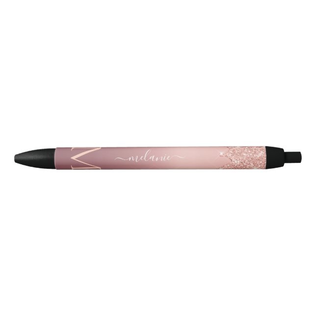 Rose Gold Glitzer Pen mit benutzerdefiniertem Lett Kugelschreiber (Vorderseite)