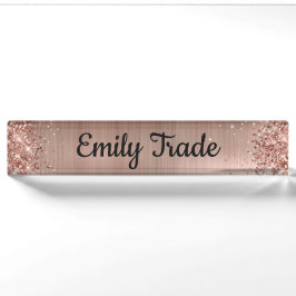 Rose Gold Glitzer Pen mit Personalisiertem Namen Namensplakette