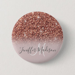 Rose Gold Glitzer Personalisiert Name Button