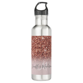 Rose Gold Glitzer Personalisiert Name Edelstahlflasche