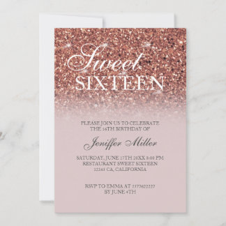 Rose Gold Glitzer Personalisiert Name              Einladung