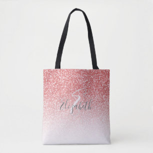 Rose Gold Glitzer Personalisiert Name Monogramm Tasche