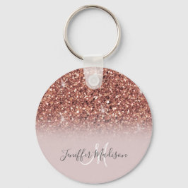 Rose Gold Glitzer Personalisiert Name Schlüsselanhänger