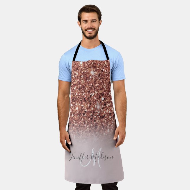 Rose Gold Glitzer Personalisiert Name              Schürze (Getragen)