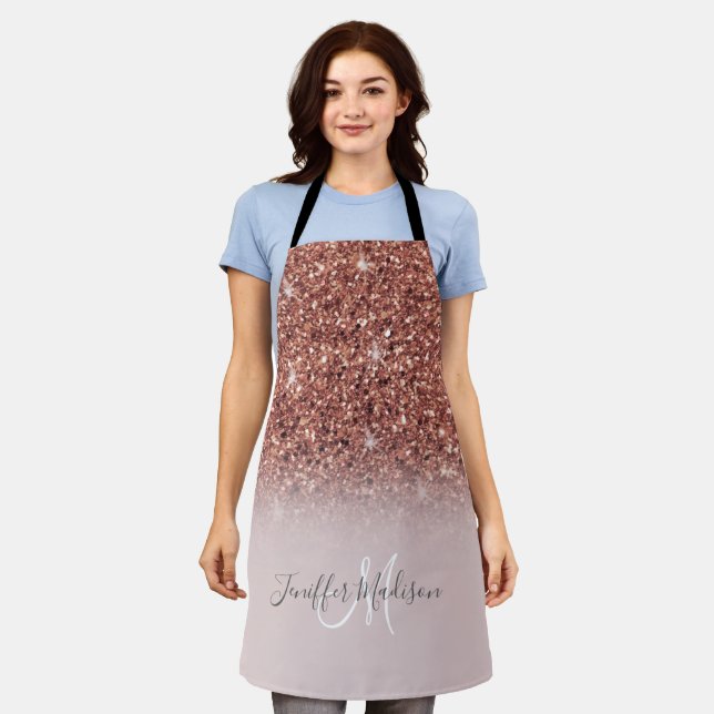 Rose Gold Glitzer Personalisiert Name              Schürze (Getragen)
