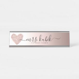 Rose Gold Glitzer Personalisierter Schreibtisch Na Schreibtischnamensplakette