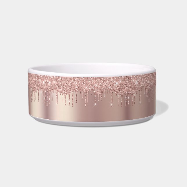 Rose Gold Glitzer Pet Bowl Napf (Vorderseite)