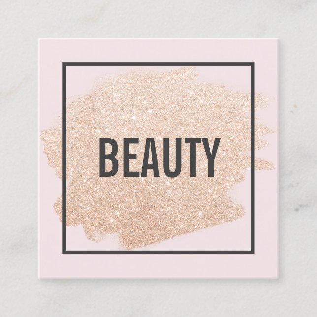 Rose Gold Glitzer Pinselstrich leicht Rosa Schönhe Quadratische Visitenkarte (Vorderseite)