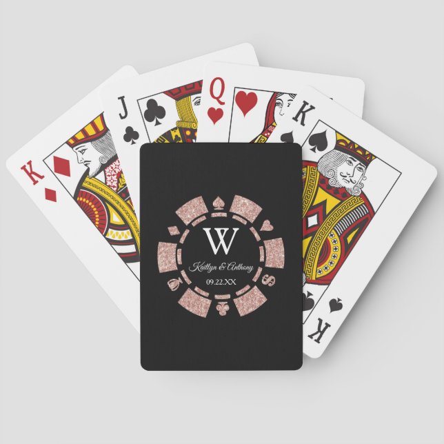 Rose Gold Glitzer Poker Chip Casino Gastgeschenk H Spielkarten (Rückseite)