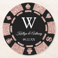 Rose Gold Glitzer Poker Chip Casino Hochzeit