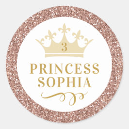 Rose Gold Glitzer Princess Gefallen Stickeretikett Runder Aufkleber