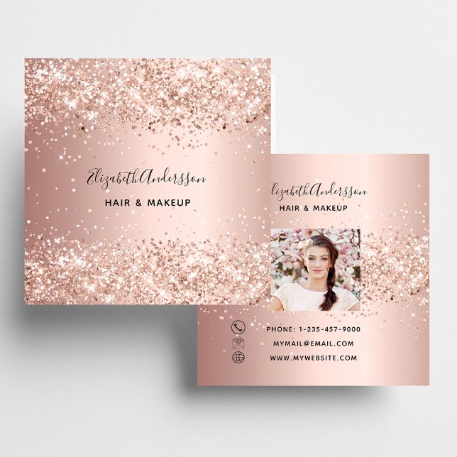 Rose Gold Glitzer Profil Foto Quadratische Visitenkarte (Von Creator hochgeladen)
