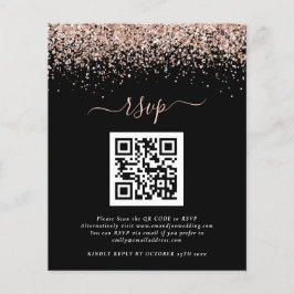 Rose Gold Glitzer QR Black Wedding RSVP