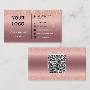 Rose Gold Glitzer QR Code Geschäftskartenvorlage Visitenkarte
