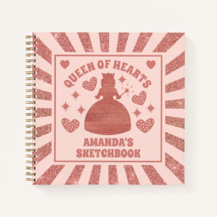 Rose Gold Glitzer Queen of Hearts Kinder Sketchboo Notizbuch