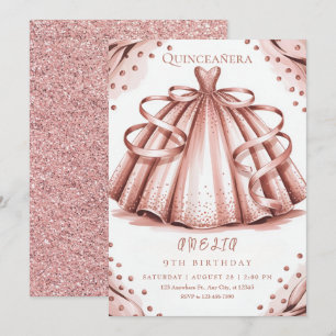 Rose Gold Glitzer Quinceñera Einladung