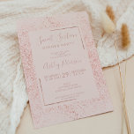 Rose Gold Glitzer Rahmen pastellfarben Rosa süß 16 Einladung<br><div class="desc">Moderne goldene Glitzer-Omelette und Spritzer süße 16 Geburtstagsparty auf chisch individualisierbaren Rosa mit Rose goldfarbenen geometrischen Rahmen und elegante Typografie.</div>