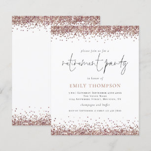 Rose Gold Glitzer Rente Party Einladung