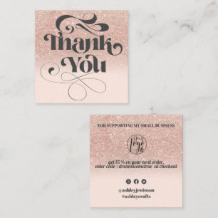 Rose gold Glitzer Retro-Skript-Reihenfolge Vielen  Quadratische Visitenkarte