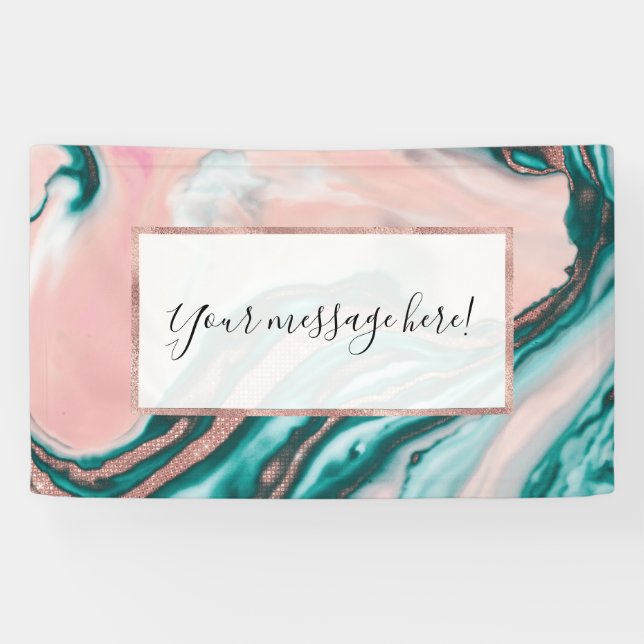 Rose Gold Glitzer Rosa Aquamariner Wirbel lackiert Banner (Horizontal)