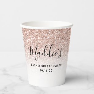 Rose Gold Glitzer Rosa Bachelorette Individuelle N Pappbecher