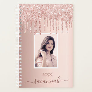 Rose Gold Glitzer Rosa benutzerdefinierter Foto-Na Planer