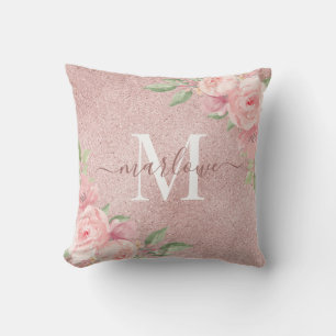 Rose Gold Glitzer Rosa Blütenrosa Kissen