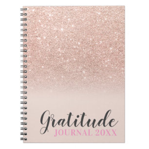 Rose Gold Glitzer Rosa Dankeszeitschrift Notizblock