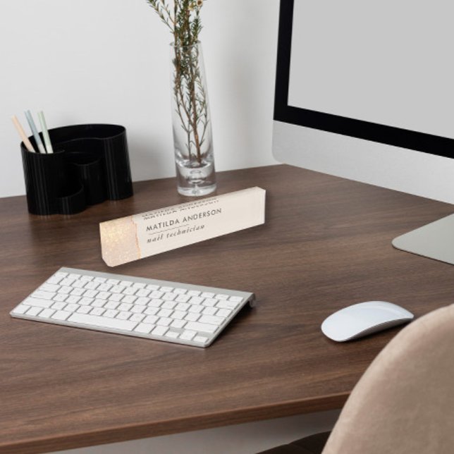 Rose Gold Glitzer rosa mädchenhafte moderne Chic Namensplakette (Von Creator hochgeladen)