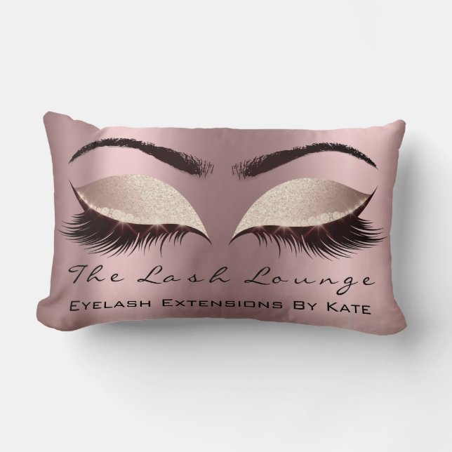 Rose Gold Glitzer Rosa Makeup Lashes Pinselspitzen Lendenkissen (Vorderseite)