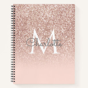 Rose Gold Glitzer Rosa Monogramm Chic Notizbuch