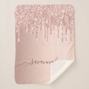 Rose Gold Glitzer Rosa Monogramm Funkeln Sherpadecke