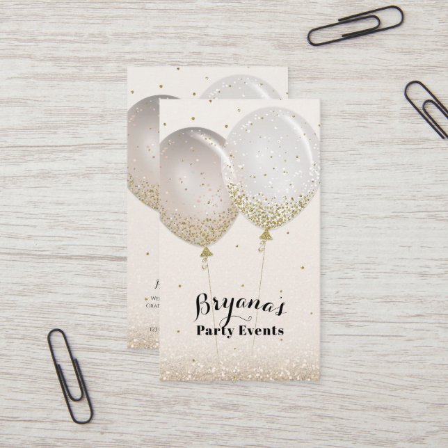 Rose Gold & Glitzer Rosa Party Eventplaner Visitenkarte (Vorderseite/Rückseite Beispiel)