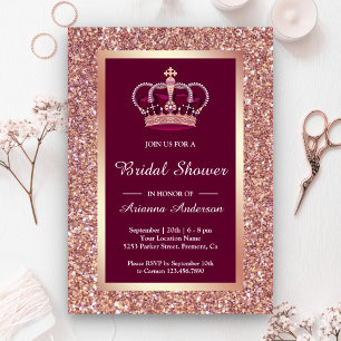 Rose Gold Glitzer Rosa Princess Brautparty Einladung