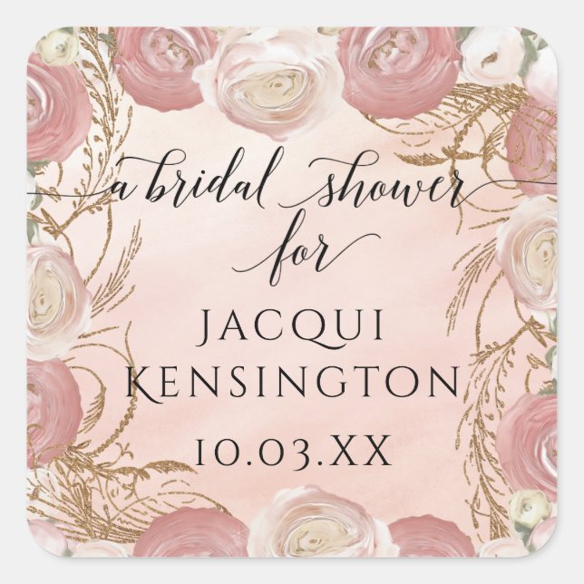 Rose Gold Glitzer Rosa Rosa Rosa Elegantes Braucht Quadratischer Aufkleber (Vorderseite)