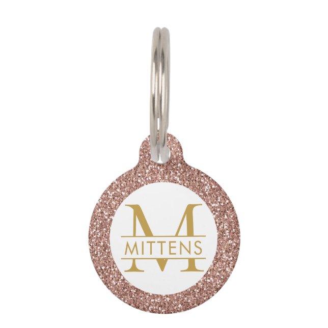 Rose Gold Glitzer Rosa Sparkasse Hübsch Girl Haustiermarke (Vorderseite)