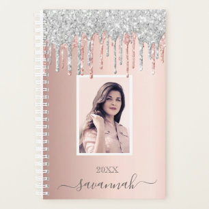 Rose Gold Glitzer Rosa Zoll Foto Silber 2026 Planer