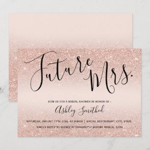 Rose Gold Glitzer rot Rosa Mrs. Brautparty Einladung