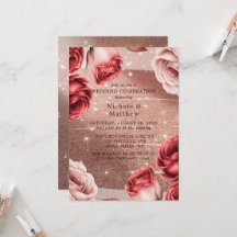 Rose Gold Glitzer & Rote Rosen Hochzeitsfeier