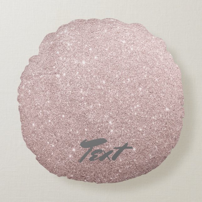 Rose Gold Glitzer Rundes Kissen (Vorderseite)