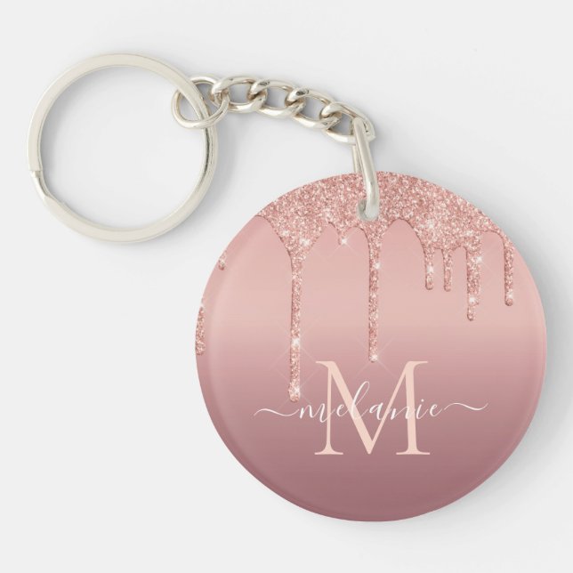 Rose Gold Glitzer Schlüsselanhänger-Geschenk für b Schlüsselanhänger (Vorderseite)