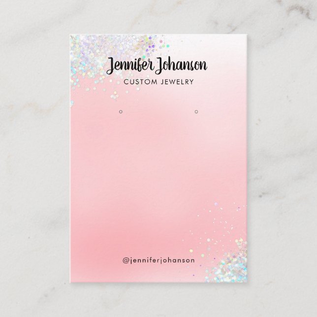 Rose Gold Glitzer Schmuckhalter Ohrringe Rosa Bus Visitenkarte (Vorderseite)