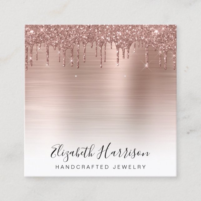 Rose Gold Glitzer Schmuckstück Display Quadratische Visitenkarte (Vorderseite)