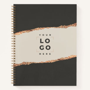 Rose Gold Glitzer Schwarz Modernes, elegantes Logo Notizbuch