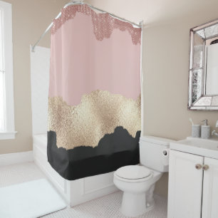 Rose Gold Glitzer Schwarz Rosa Abstrakt Giro del M Duschvorhang